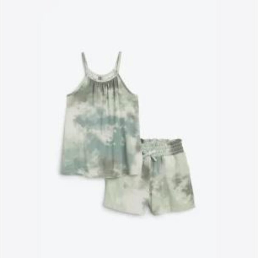 Girls summer bundle matching set - Bixby Nomad/Runway - YL - blue/gray tye dye